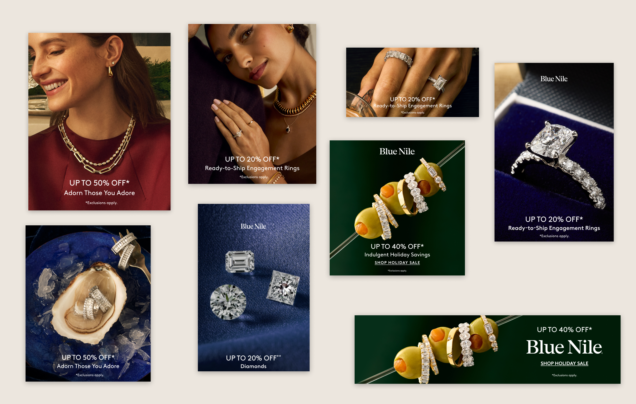 Blue Nile holiday marketing collage