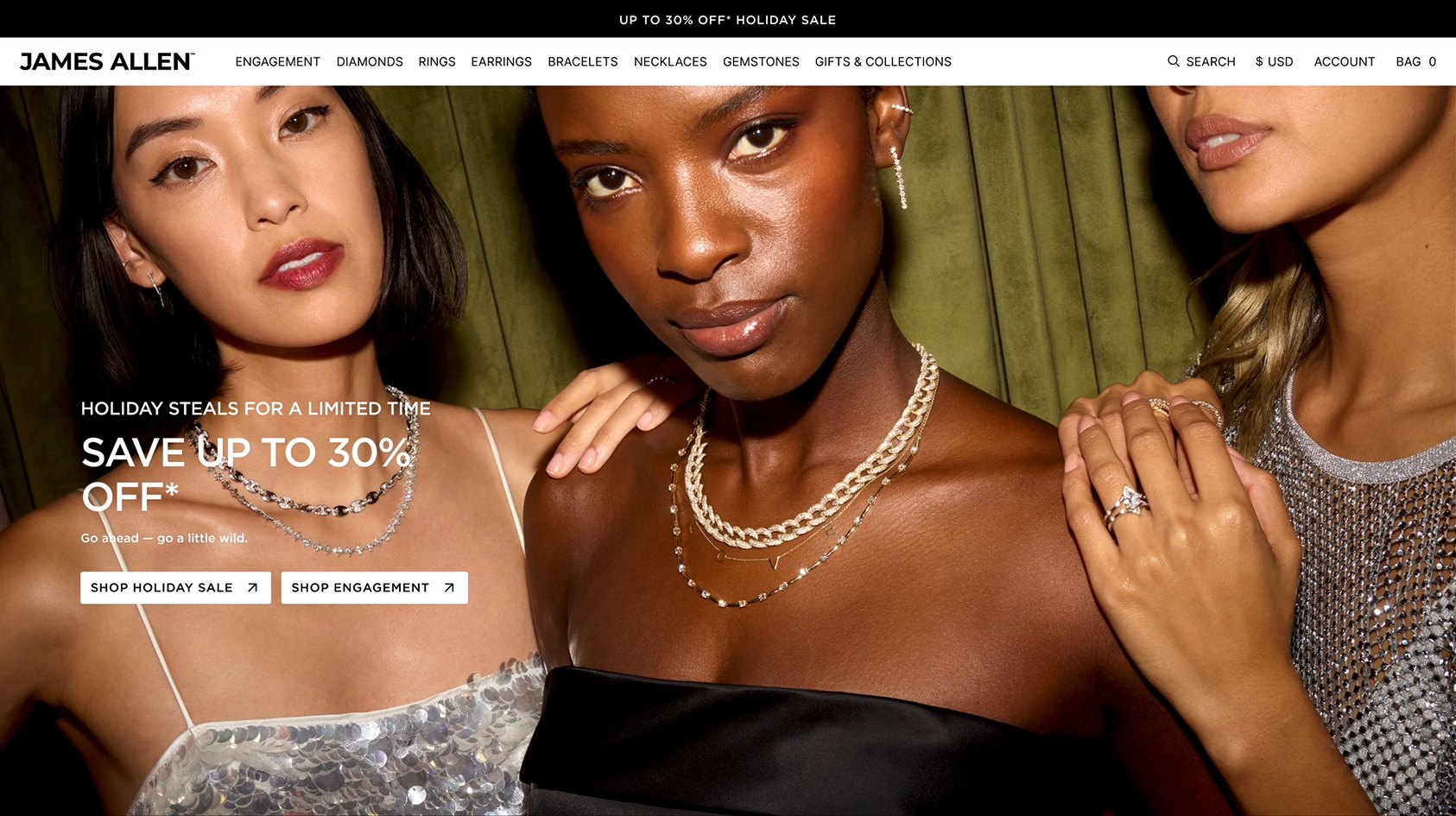 Redesigned James Allen homepage